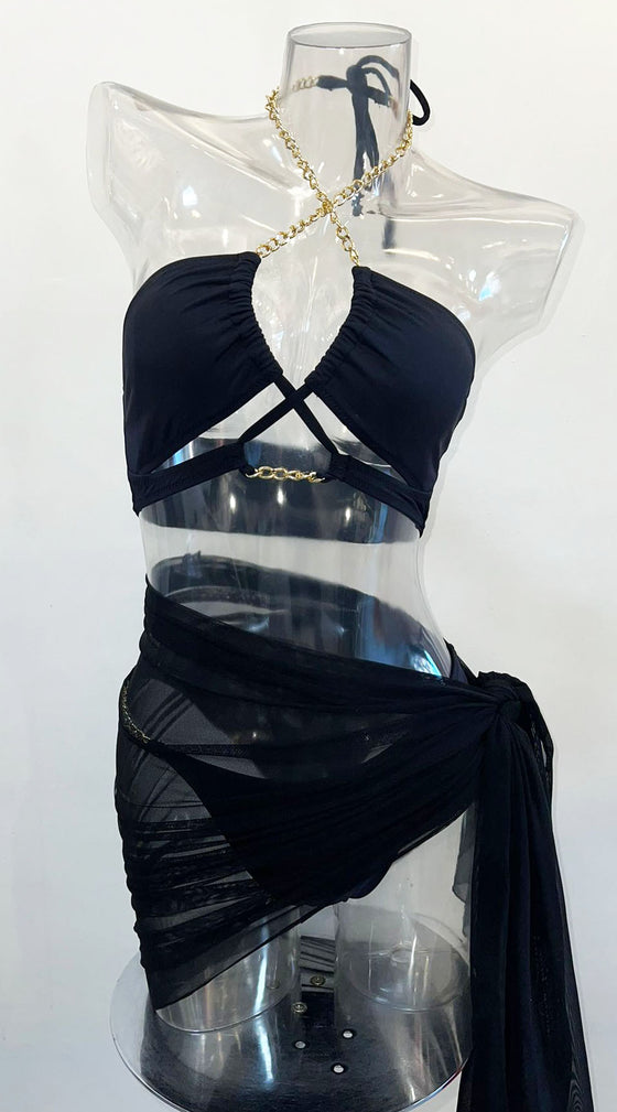 Black Bikini With Sarong Bottom (HT8033_BLACK)