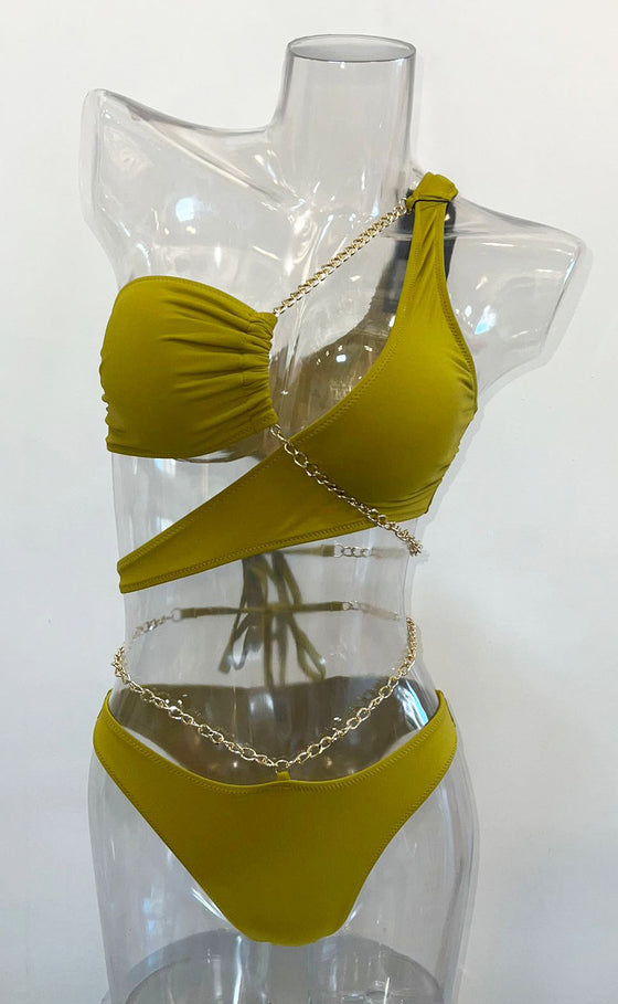 Gold Cut-Out Wrap-Around Chain Bathing Suit (HT8048_GOLD)