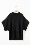 Mock Neck Batwing Short Sleeve Knit Sweater