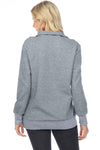 GRAY QUILTED SNAPS STAND NECK PULLOVER SWEATSHIRT WITH FAKE FRONT POCKET