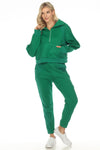 Green Half Zip Sweatshirt And Sweatpants Sports Set