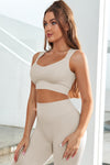 APRICOT JOINT STRAPS SLEEVELESS RIBBED GYM TOP