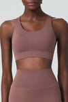 Rose Tan Solid Color Racerback Sleeveless Sports Yoga Top