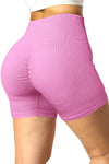 Red Seamless Ribbed Knit Butt Lifter Yoga Shorts