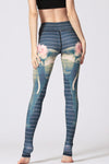 Blue Full Patterned High Waist Active Skinny Pants