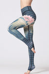 Blue Full Patterned High Waist Active Skinny Pants