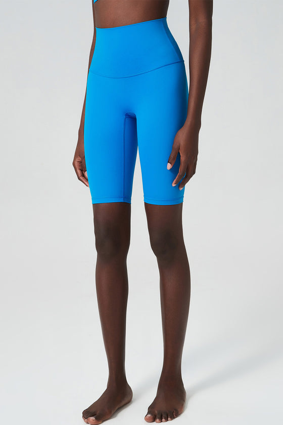 Blue High Waist Seamless Skinny Active Shorts