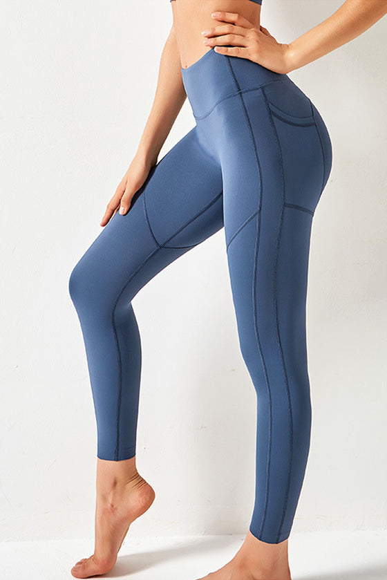 Real Teal Seamed High Waist Active Leggings With Pockets