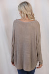 GRAY SLOUCHY DOLMAN SLEEVE HIGH LOW SWEATER