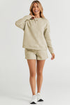 Apricot Textured Long Sleeve Top And Drawstring Shorts Set