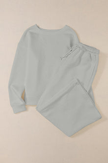  GRAY ULTRA LOOSE TEXTURED 2PCS SLOUCHY OUTFIT