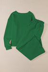 Dark Green Ultra Loose Textured 2pcs Slouchy Outfit
