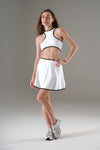 White Nylon Cut-Out Contrast Trim Tennis Dress (LA-TD001_WHT/BLK)