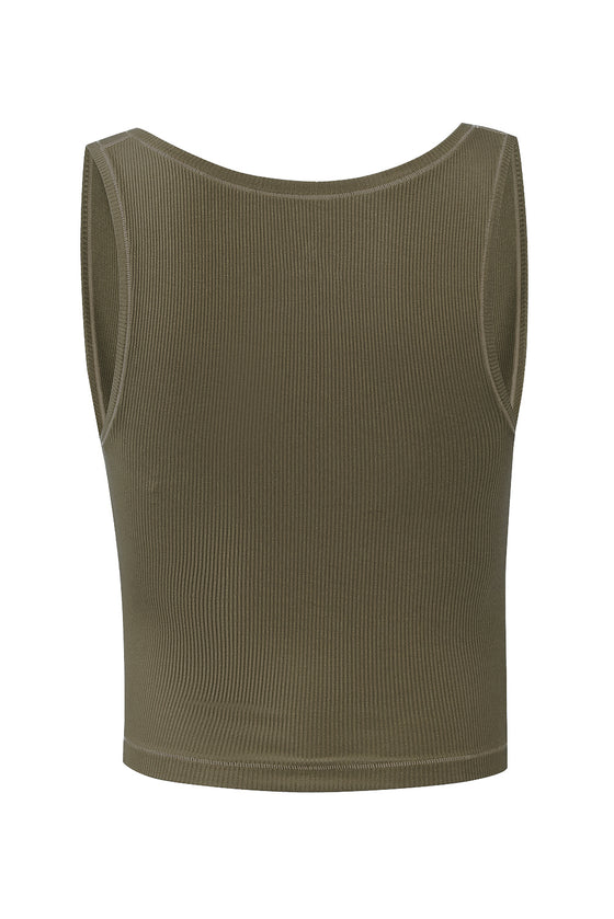 Active Ribbed U Neck Cropped Tank Top