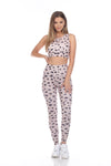 Ribbed Cow Print Matching Sets Cropped Top and Legging Set