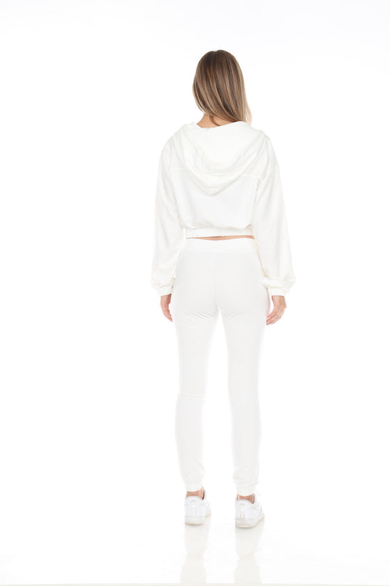 White Long Pull-over French Terry Hoodie (2429h_white)