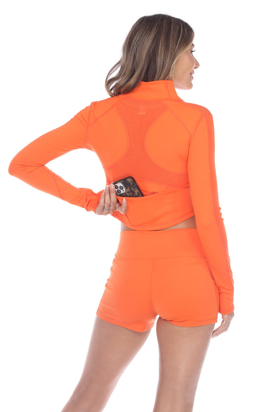 Orange La Active Crop Zip-up Jacket (6030c_orang)