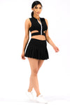 Black Nylon Pleated Tennis Skirt (dql121003_black)
