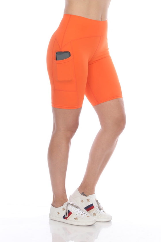 Orange Pocket "tummy Control" Biker Short (la0517-b-short_orang)