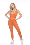 Orange La Srunch Cotton Rib Jumpsuit (la-rib-js009_orang)