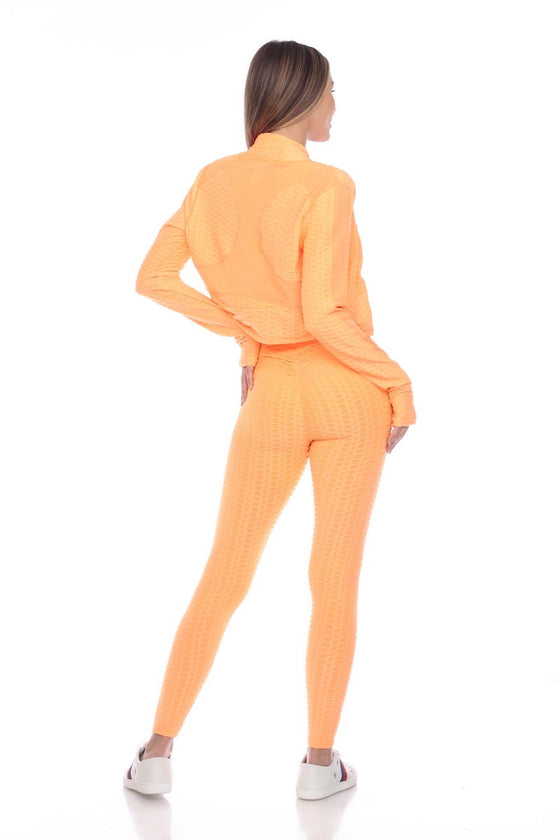 Orange La Textured Crop Sports Jacket (pop001j_orang)